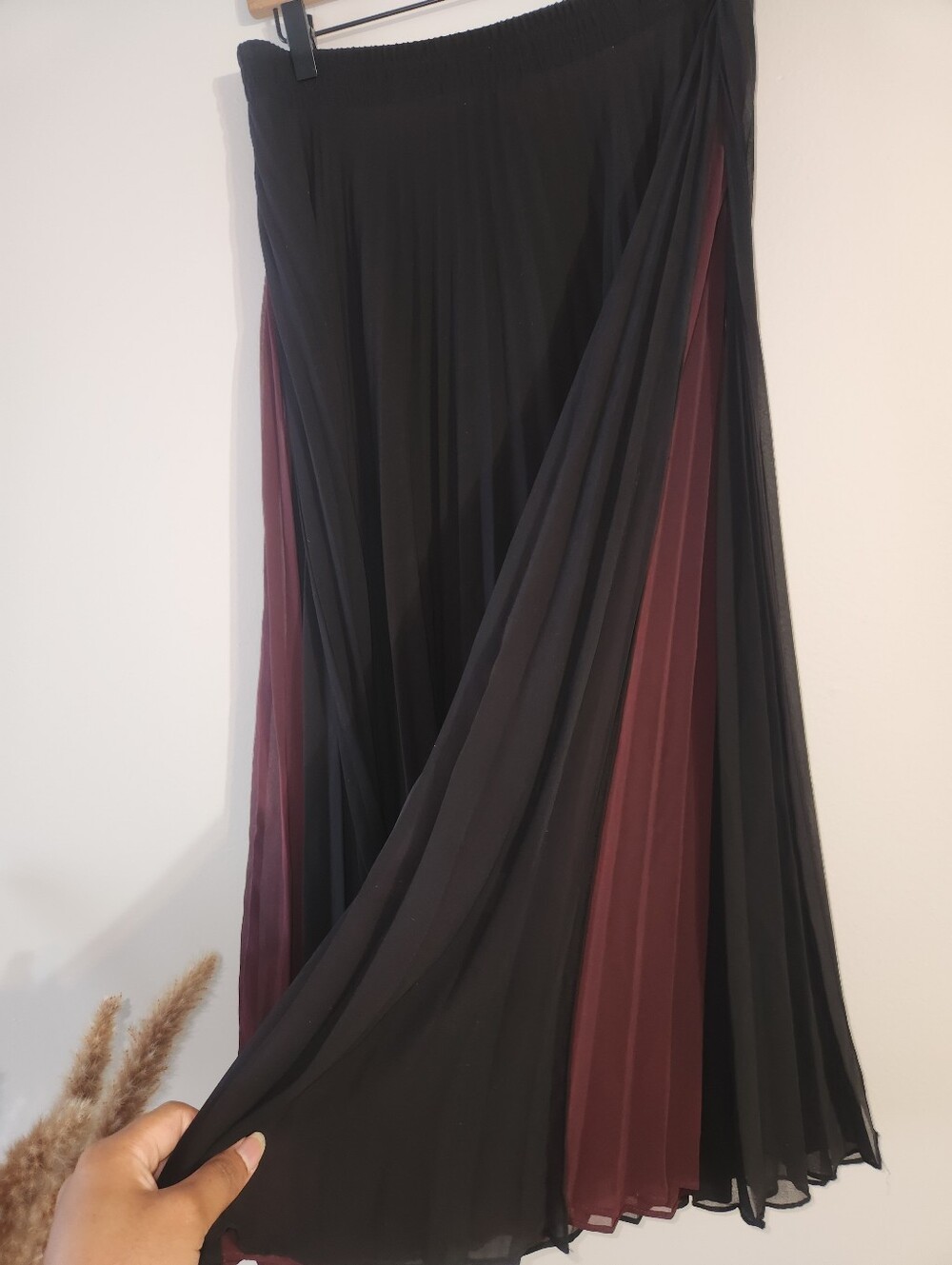 Max Studio Pleated Two Tone Skirt